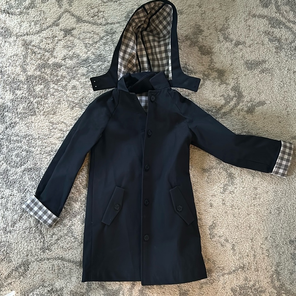 Brooks brothers navy and gingham rain coat size small